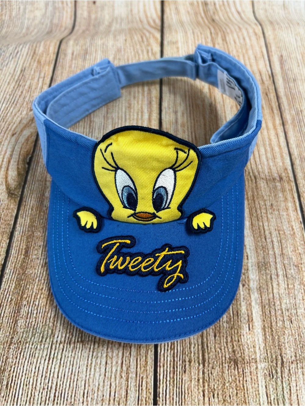 Vintage Tweety Bird Six Flags Sun Visor Hat Blue Youth